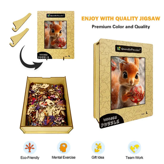 Squirrel with Ornament Wooden Jigsaw Puzzle