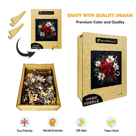 Holiday Poinsettia Wooden Jigsaw Puzzle