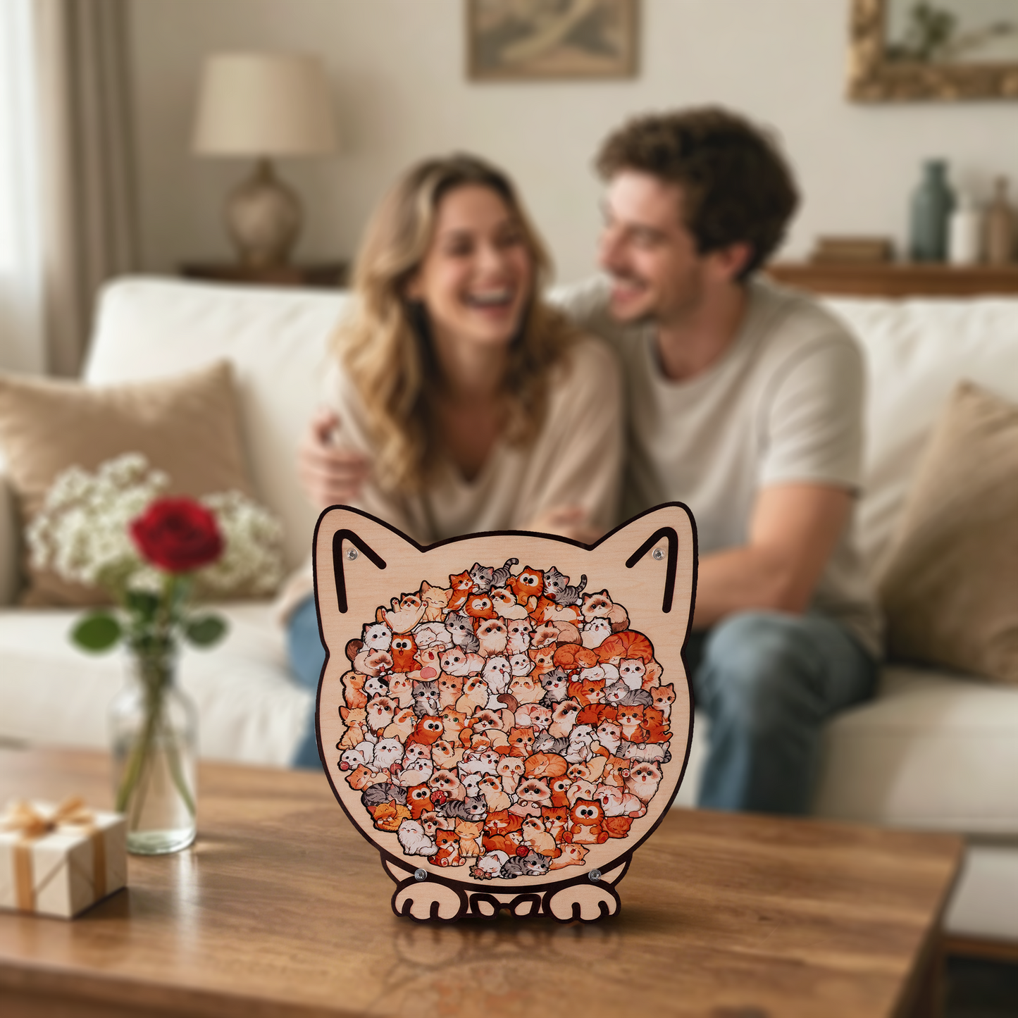 Cozy Cat Crowd Gathering Display Puzzle