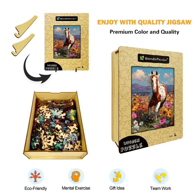 Horse Wildflowers Wooden Jigsaw Puzzle