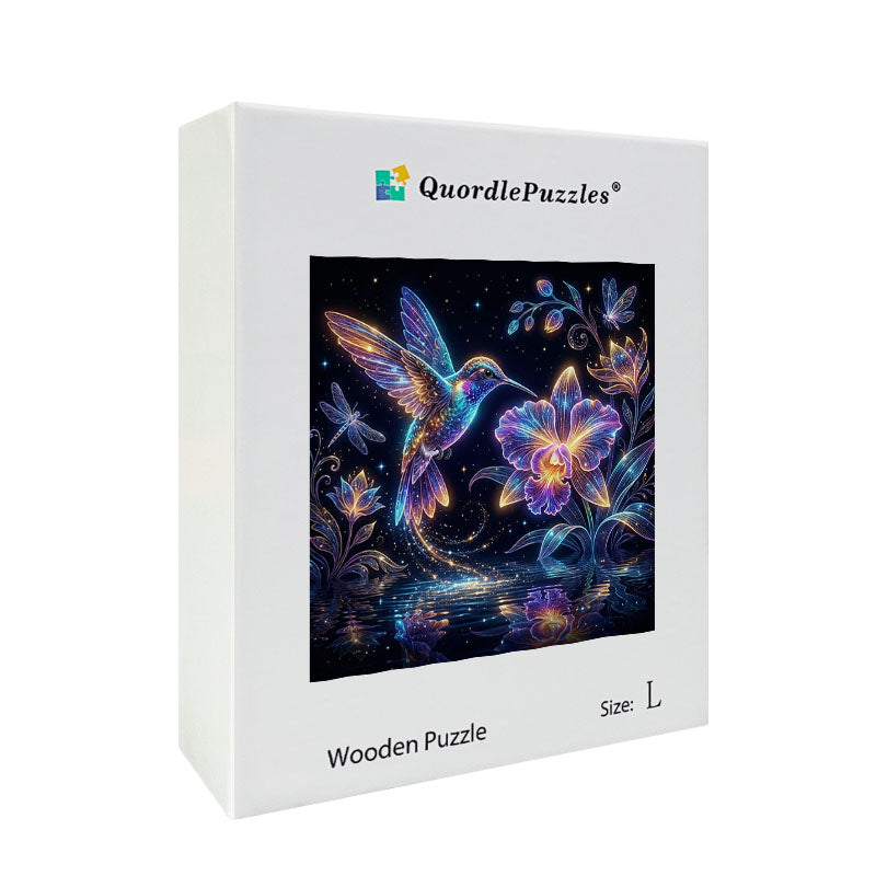 Luminous Hummingbird Dream Wooden Jigsaw Puzzle