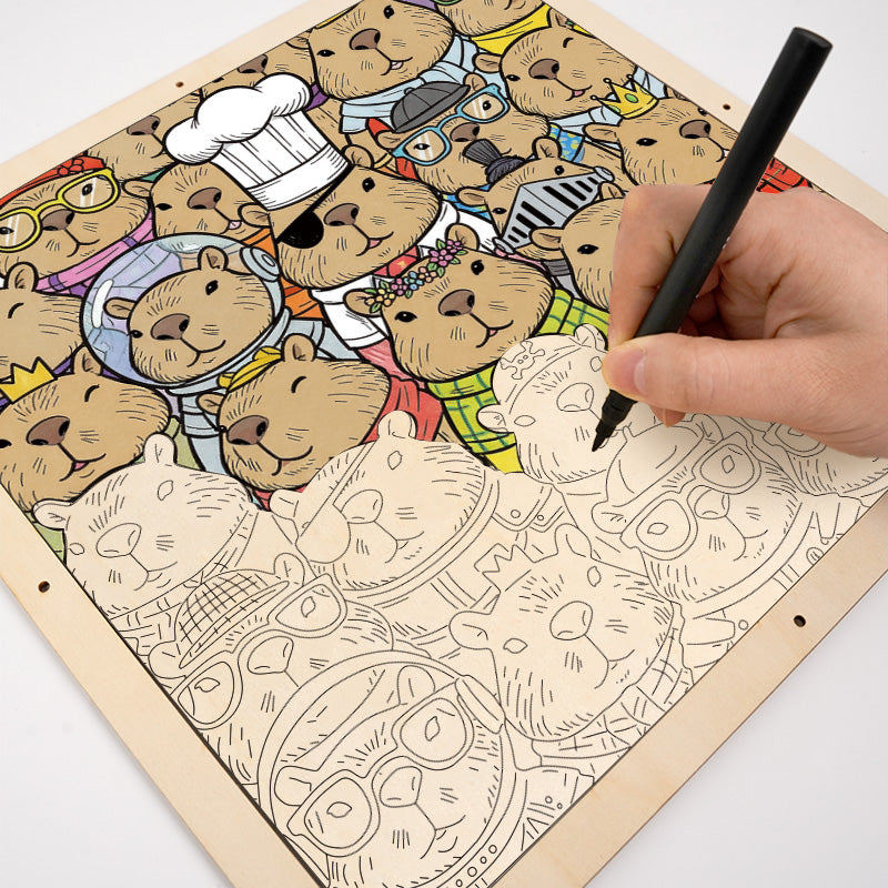Hamsters- Wooden Coloring Puzzle