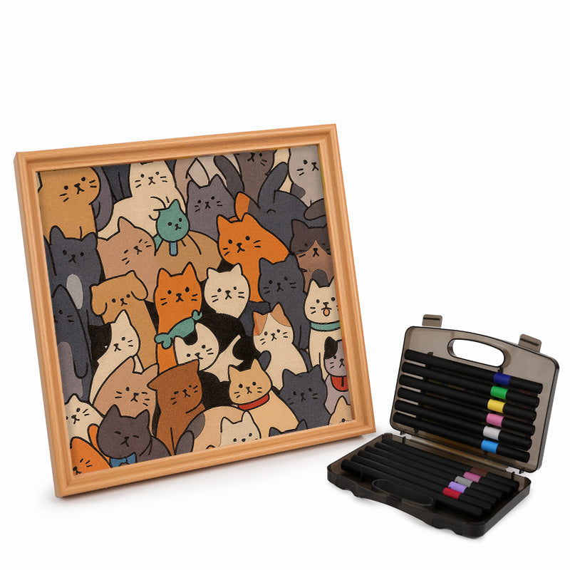 Minimalist Cats- Wooden Coloring Puzzle