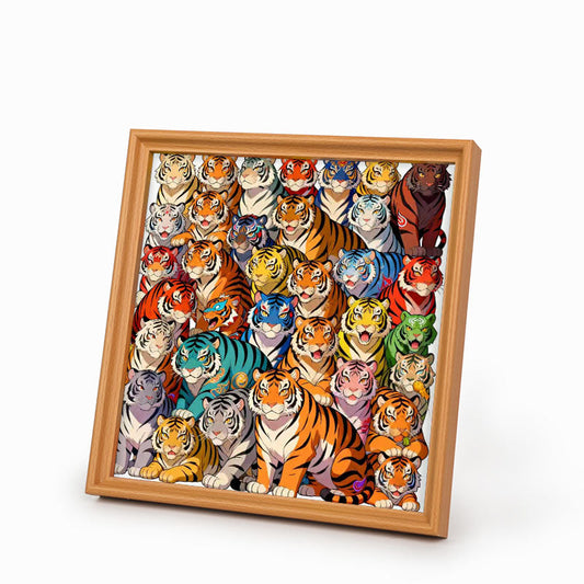 Colorful Tigers - Wooden Coloring Puzzle