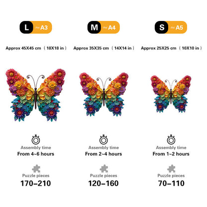 Floral Rainbow Butterfly Wooden Jigsaw Puzzle