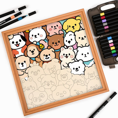 Bear Buddies - Wooden Coloring Puzzle