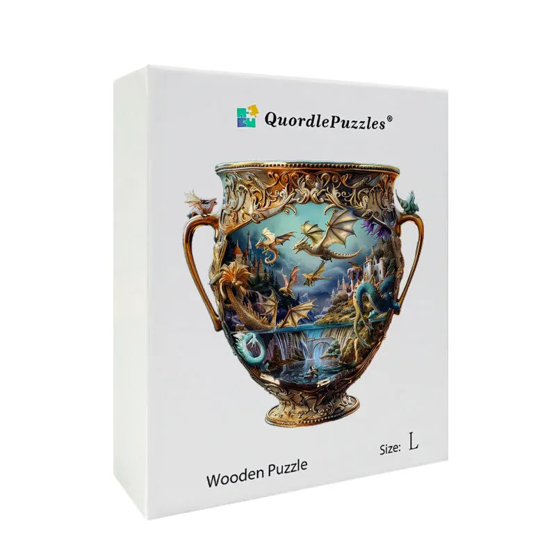 Dragons in a Majestic Vessel Wooden Jigsaw Puzzle