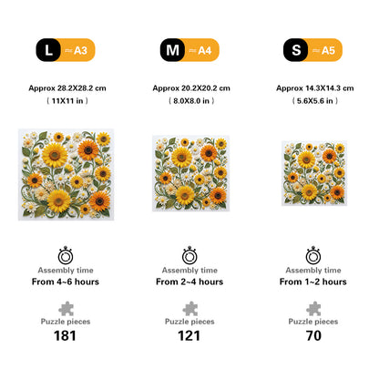 Sunlit Daisy & Sunflower Garden Wooden Jigsaw Puzzle