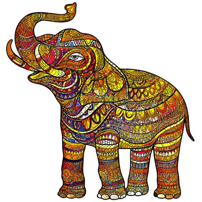 Golden Mandala Elephant Wooden Jigsaw Puzzle