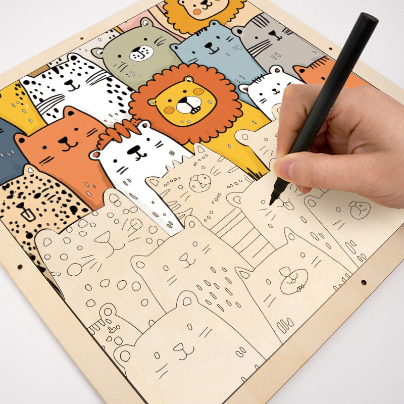 Animal Friends- Wooden Coloring Puzzle