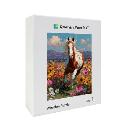 Horse Wildflowers Wooden Jigsaw Puzzle