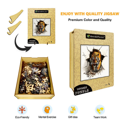 3D Roaring Tiger Burst Wooden Jigsaw Puzzle