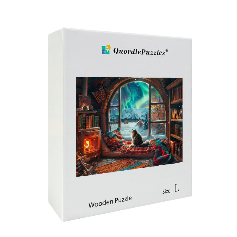 Cat & Aurora Wooden Jigsaw Puzzle