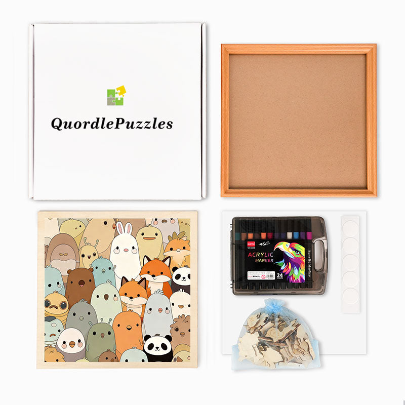 Cute Critters- Wooden Coloring Puzzle