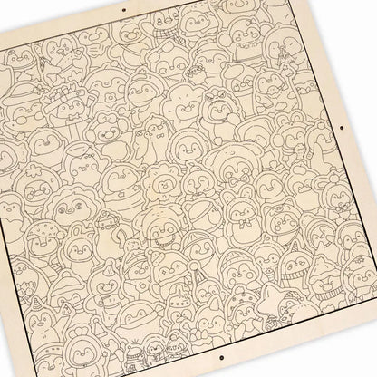 Funny Penguins - Wooden Coloring Puzzle