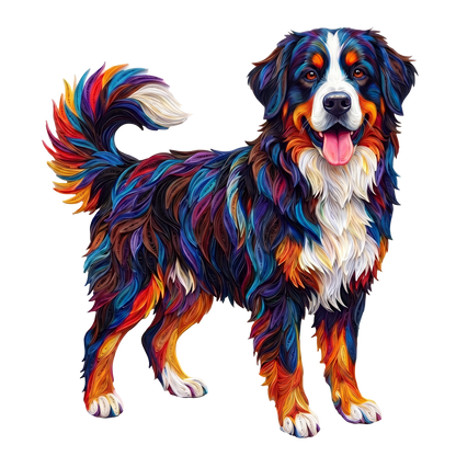 Vibrant Colorful Dog Wooden Puzzle
