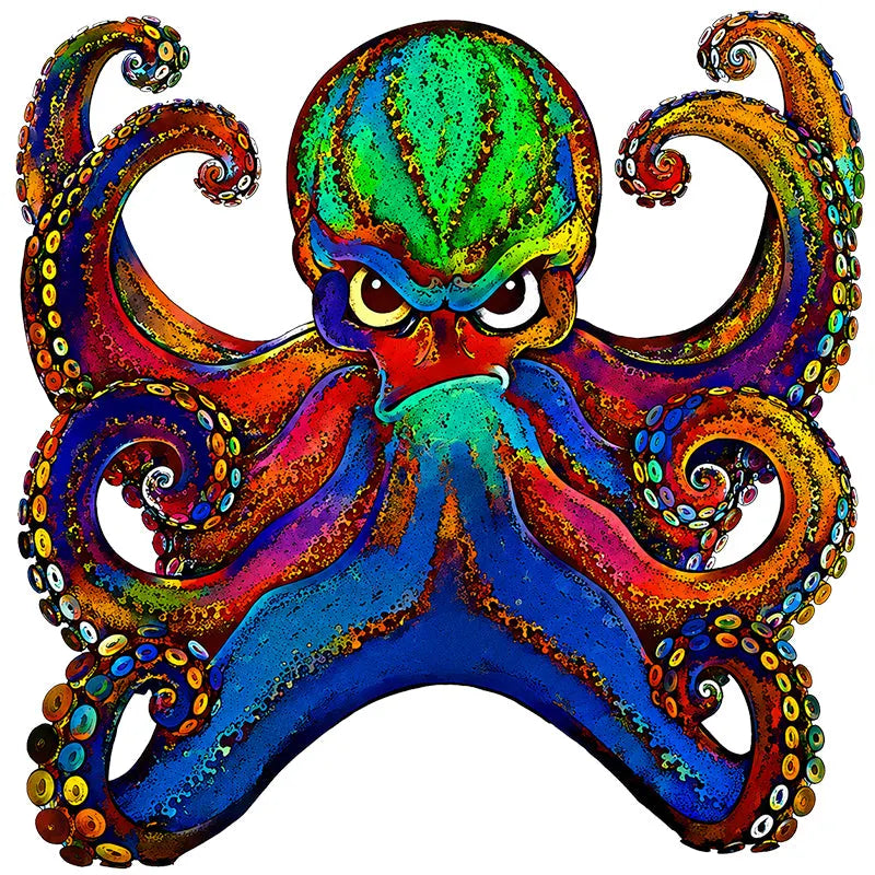 Rainbow Reef Octopus Wooden Jigsaw Puzzle