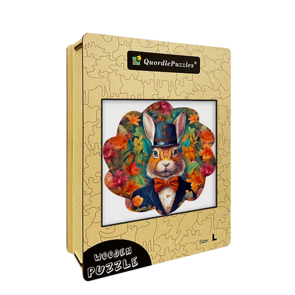 🔥LAST DAY 86% -Dapper Rabbit in Bowtie Owl Wooden Jigsaw Puzzle