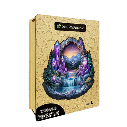Crystal Cave with Waterfall Wooden Jigsaw Puzzle