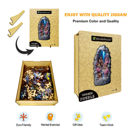 Hidden Waterfall Village Wooden Jigsaw Puzzle