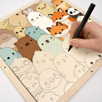 Cute Critters- Wooden Coloring Puzzle