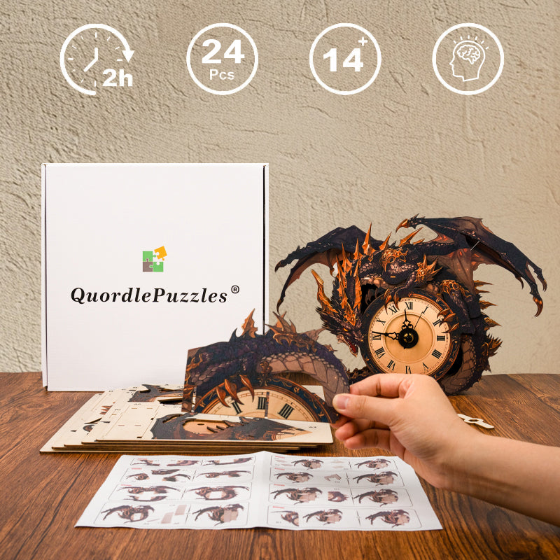 Shadow Dragon Timepiece Wooden Clock Puzzle