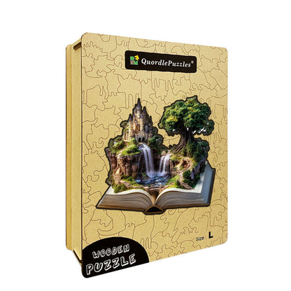 3D Castle on Cliff Wooden Jigsaw Puzzle