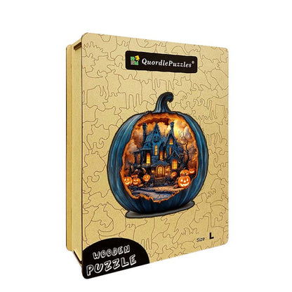 3D Haunted House Pumpkin Wooden Jigsaw Puzzle