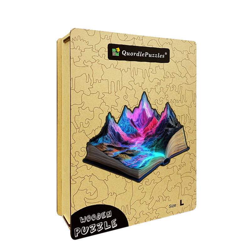 3D Neon Mountain River Wooden Jigsaw Puzzle