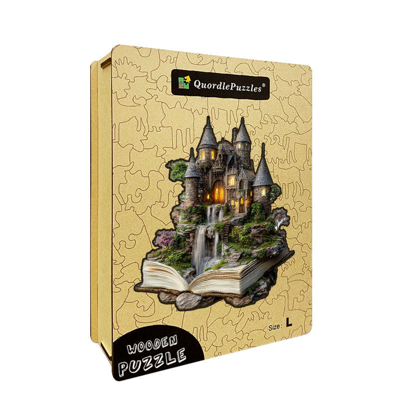 3D Castle by Waterfall Wooden Jigsaw Puzzle