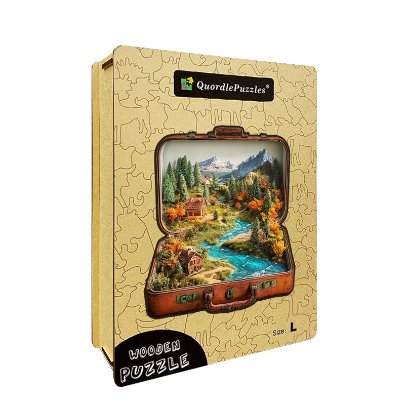 3D Scenic Suitcase Wooden Jigsaw Puzzle