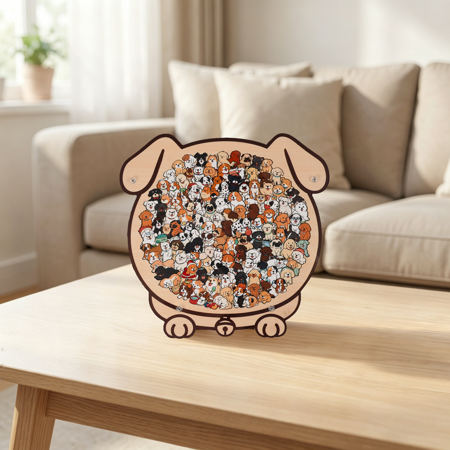 Happy Puppy Crowd Gathering Display Puzzle