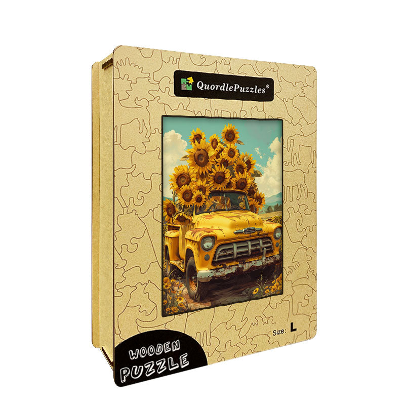 Sunflower Truck Wooden Jigsaw Puzzle