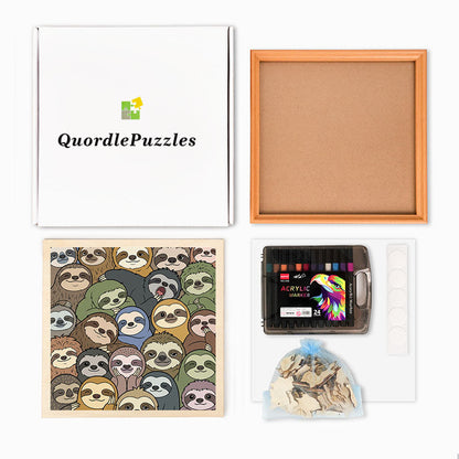 Lazy Sloths - Wooden Coloring Puzzle