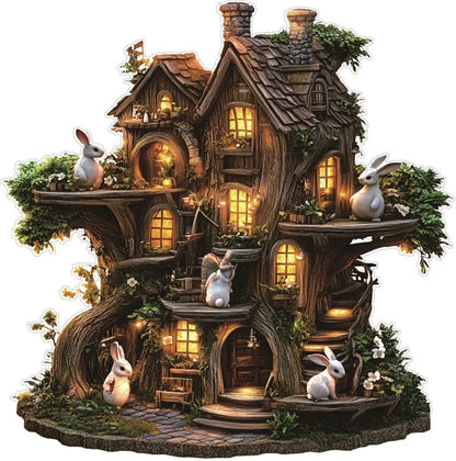 Rabbit Treehouse Wooden Jigsaw Puzzle