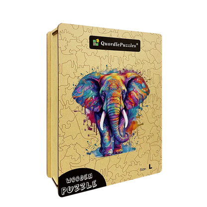 🔥Last Day 84% OFF-Rainbow Elephant blue Wooden Jigsaw Puzzle
