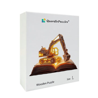 3D Excavator on Book Wooden Jigsaw Puzzle