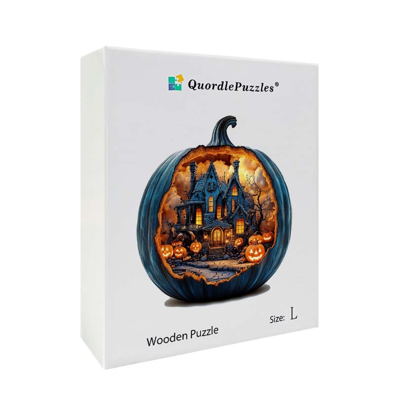 3D Haunted House Pumpkin Wooden Jigsaw Puzzle