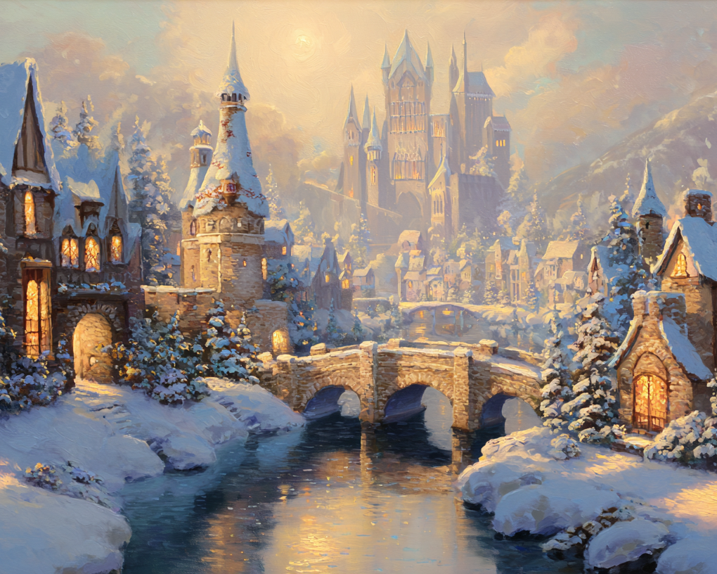 Snowy Village Wooden Jigsaw Puzzle