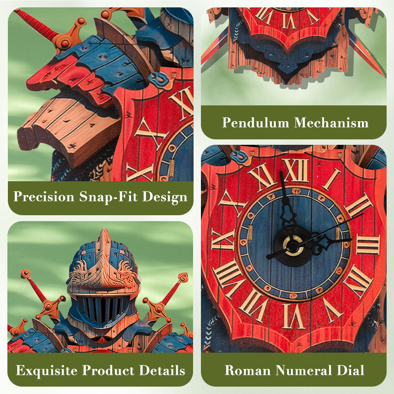 Knight’s Shield Timepiece Wooden Clock Puzzle