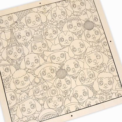 Cute Puppies- Wooden Coloring Puzzle