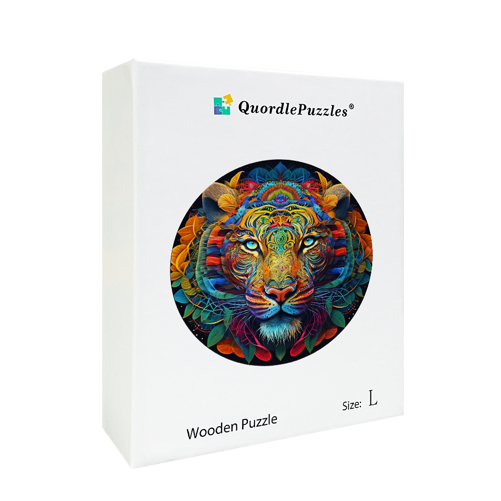 Snow Leopard Mandala Wooden Jigsaw Puzzle