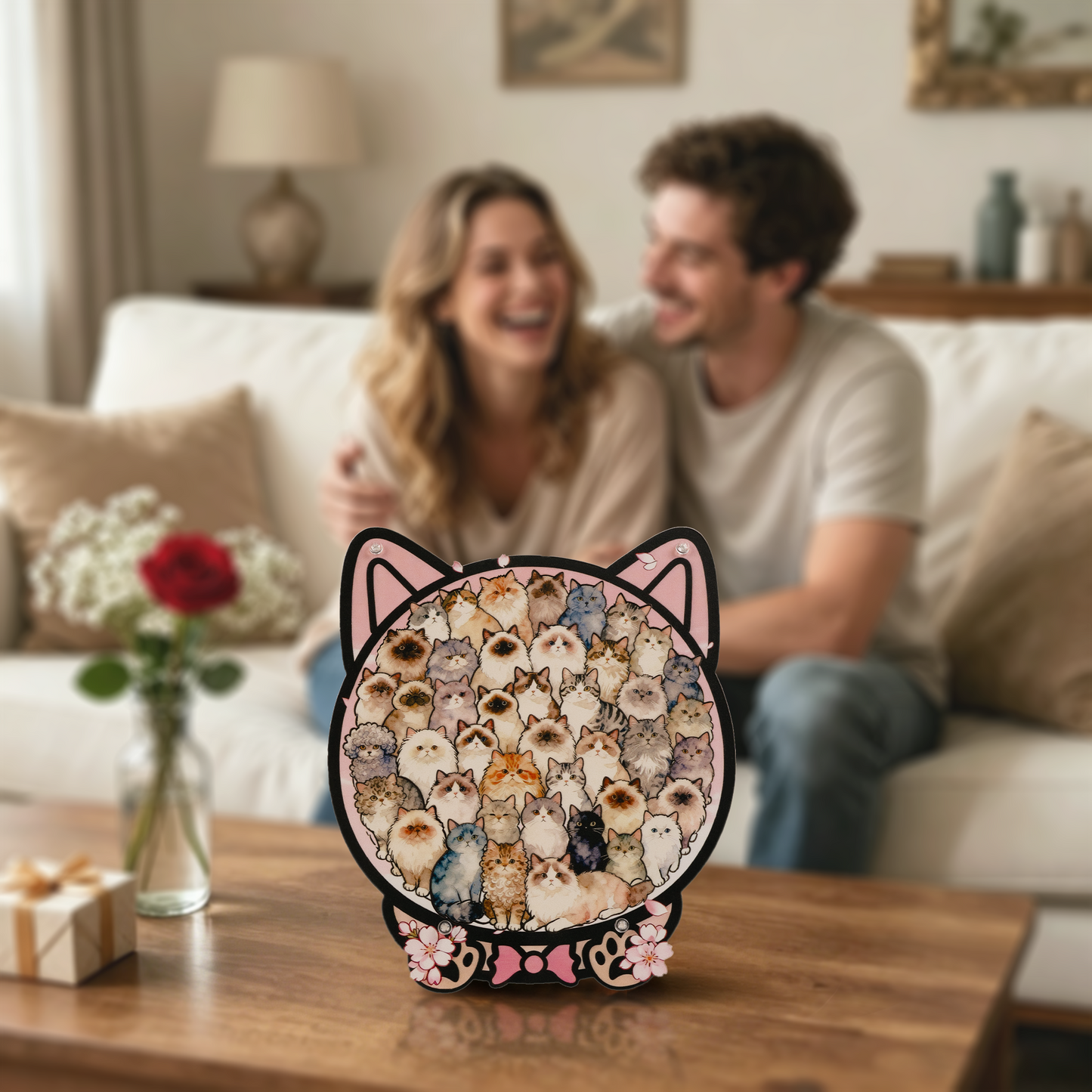 Cherry Blossom Cat Gathering Display Puzzle
