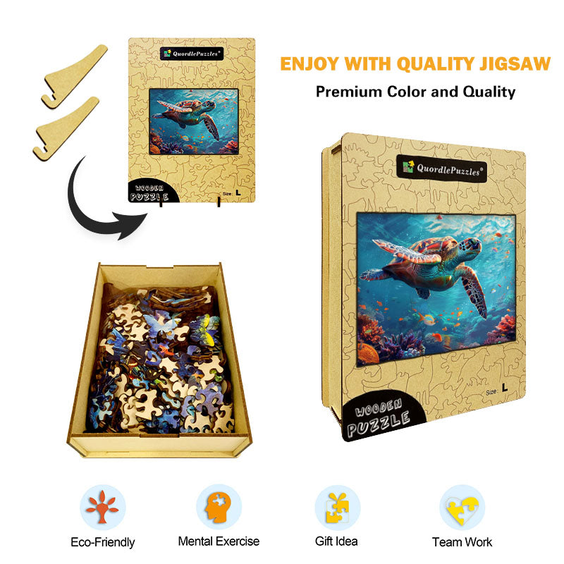 Underwater Turtle Wooden Jigsaw Puzzle