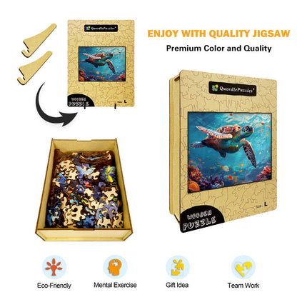 Underwater Turtle Wooden Jigsaw Puzzle
