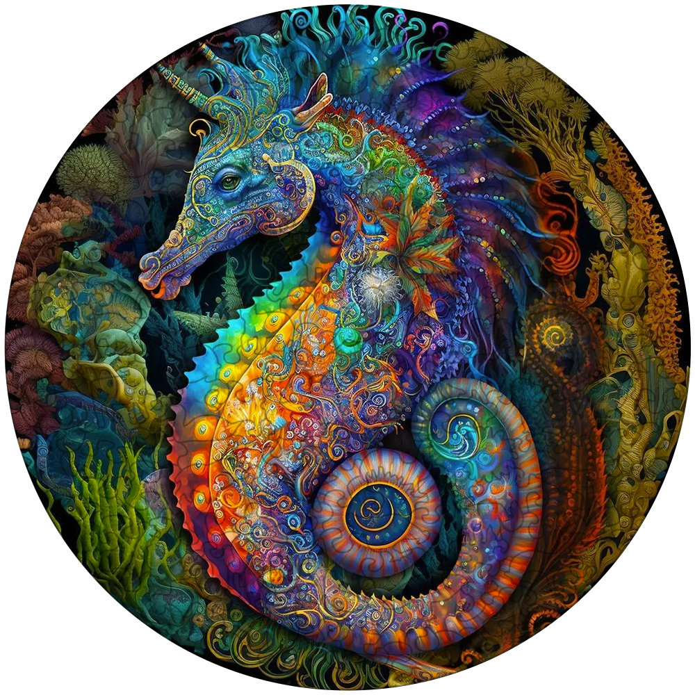 Mandala Seahorse Wooden Jigsaw Puzzle