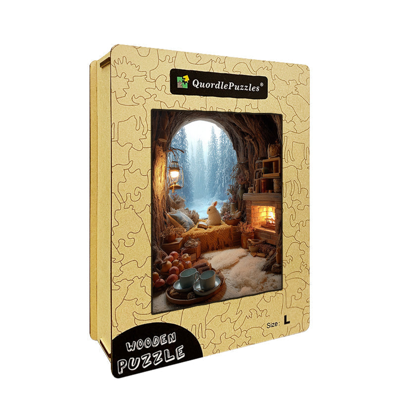Cozy Rabbit Den Wooden Jigsaw Puzzle