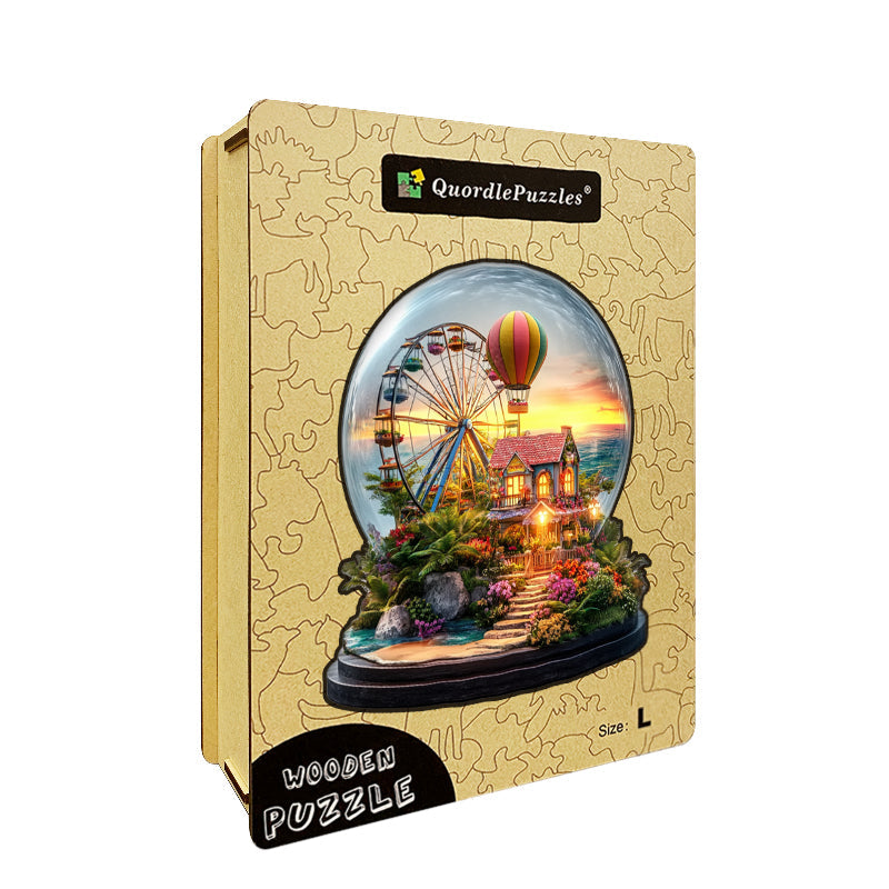 Ferris Wheel at Sunset Wooden Jigsaw Puzzle