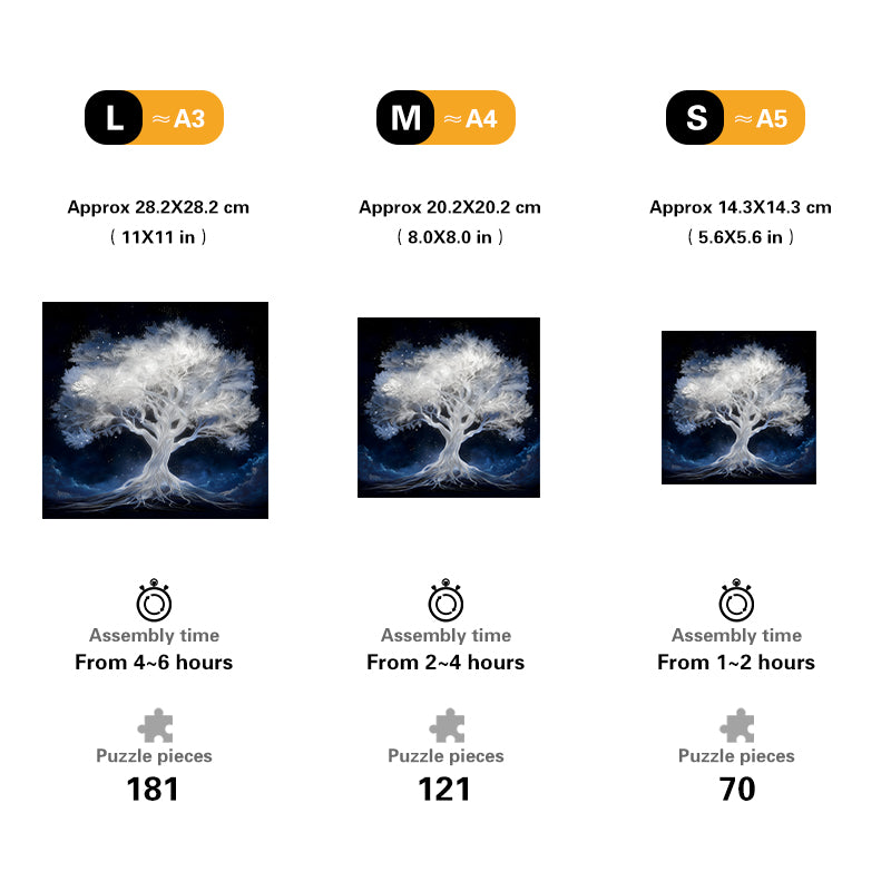 Celestial White Tree Wooden Jigsaw Puzzle