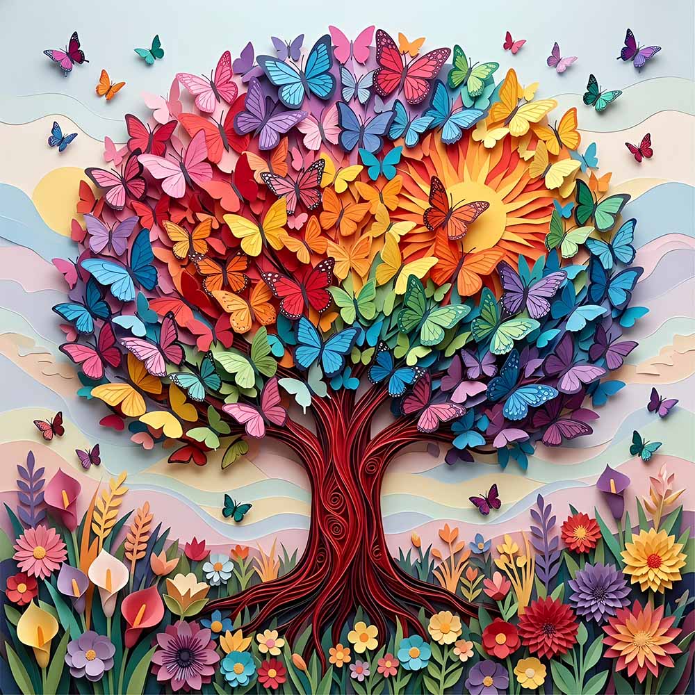 Rainbow Butterfly Tree Wooden Jigsaw Puzzle